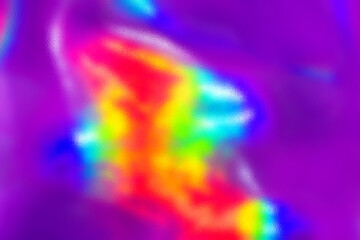 Blurry abstract iridescent holographic foil background. Pastel psychedelic gradient surface banner