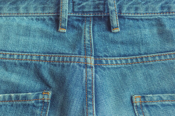 back side of classic denim jeans texture