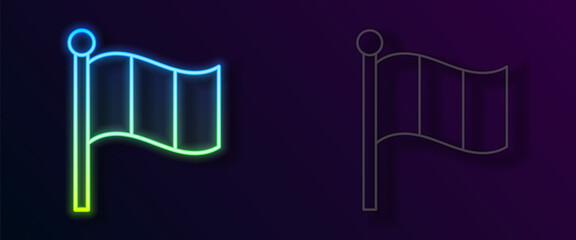 Glowing neon line Flag Italy icon isolated on black background. Vector