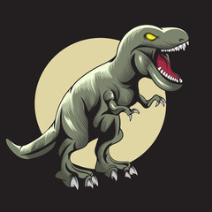 angry green dinosaur vector illustration