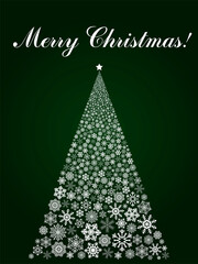 Christmas card with a Christmas tree green