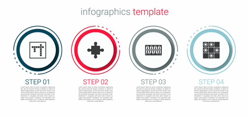 Set Bingo, Puzzle pieces toy, Board game and of checkers. Business infographic template. Vector
