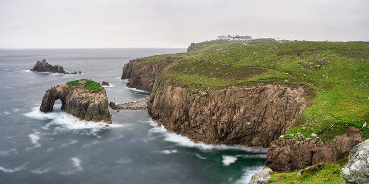 Enys Dodman arch long near Land's End in Cornwall. United Kingdom