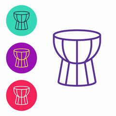 Set line African darbuka drum icon isolated on white background. Musical instrument. Set icons colorful. Vector