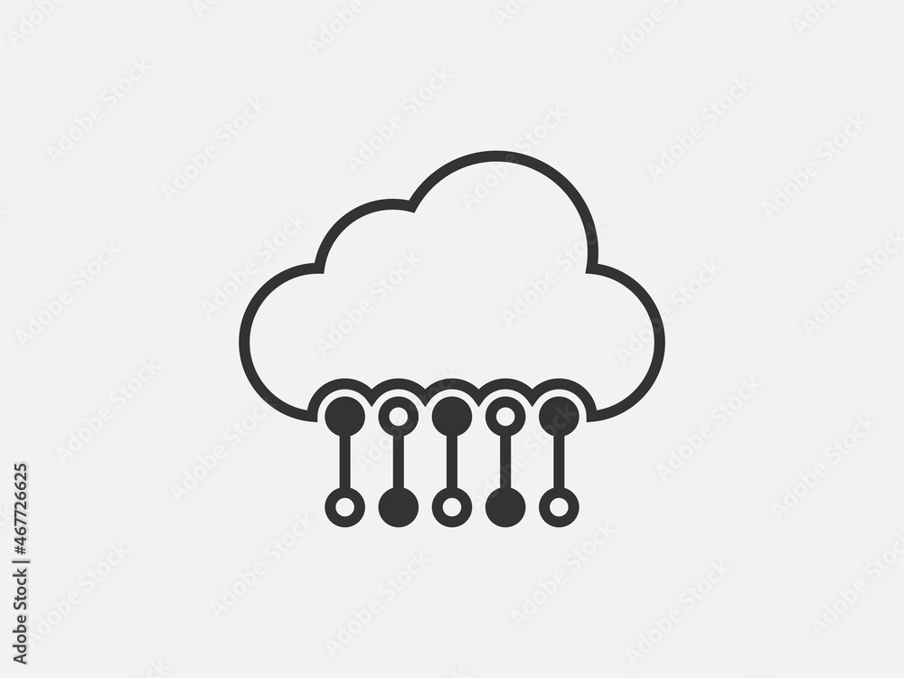 Poster technology icon vector cloud computing connection. big data global server. line design symbol.