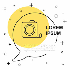 Black line Roulette construction icon isolated on white background. Tape measure symbol. Random dynamic shapes. Vector