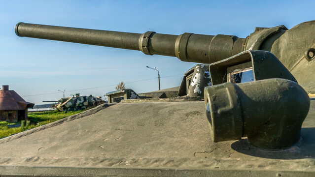 Close-up view of soviet infantry fighting vehicle BMP. amphibious tracked infantry fighting vehicle.