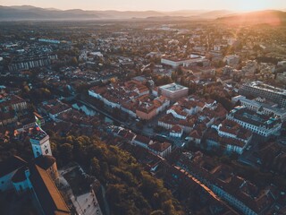 Drone views of Ljubljana Castle in Slovenia