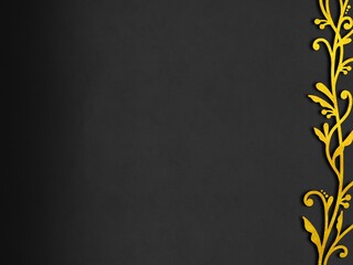 マットな質感の黒い紙と華やかな金色の模様の背景