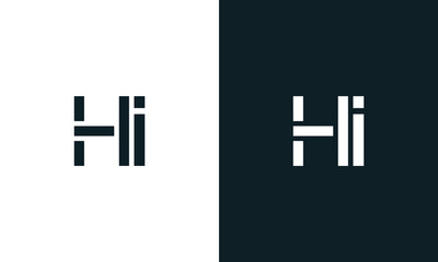 Creative minimal abstract letter HI logo.