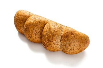 Loaf of bread with an appetizing golden crust, made of wheat and oat flour