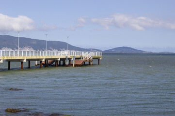 Pier on São José beach in the State of Santa Catarina overlooking Florianópolis