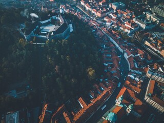 Drone views of Ljubljana Castle in Slovenia