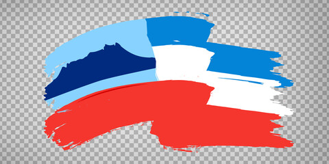 Flag Sabah  brush strokes. Waving Flag  State Sabah of  Malaysia on transparent background for your web site design, app, UI. Malaysia. EPS10. - obrazy, fototapety, plakaty