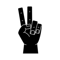 Vector illustration of hand gestures - victory. Simple style man hand.