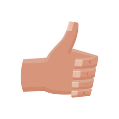 Vector illustration of a gesture sign - thumbs up, recommendation. Flat man hand