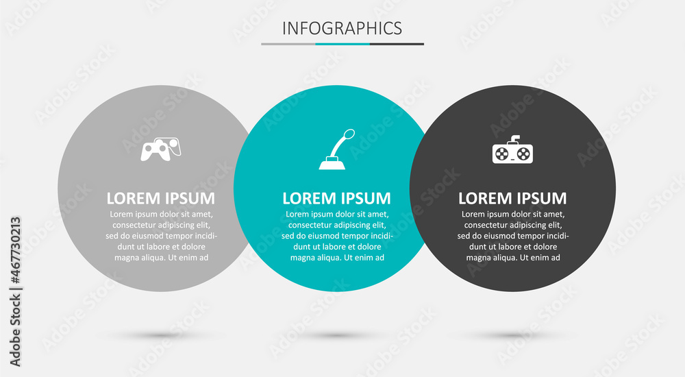 Poster set microphone, game controller or joystick and . business infographic template. vector