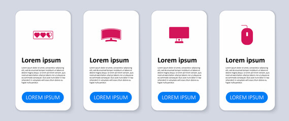 Set Computer mouse, monitor, and Game life bar. Business infographic template. Vector