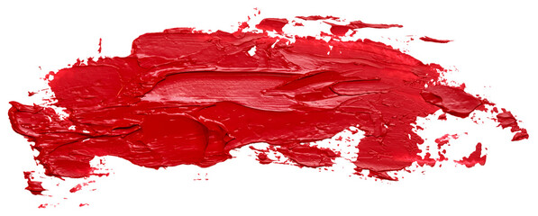 Textured red oil paint brush stroke, eps 10 vector illustration isolated on white background.