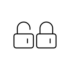 Lock, unlock outline black icon. Line security symbol. Trendy flat outline ui sign design. Password concept. Linear graphic pictogram for web, mobile application. Logo illustration. Vector EPS 10.