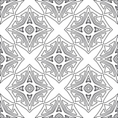 Vector pattern with symmetrical elements . Repeating geometric tiles from striped elements.large black pattern .