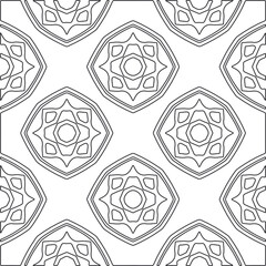 Vector pattern with symmetrical elements . Repeating geometric tiles from striped elements.large black pattern .