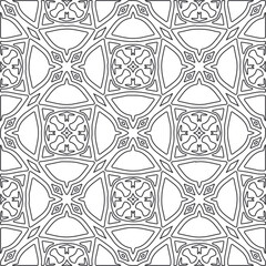 Vector pattern with symmetrical elements . Repeating geometric tiles from striped elements.large black pattern .