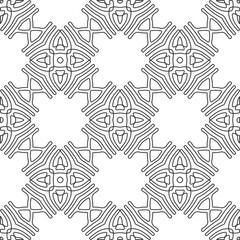 Fototapeta na wymiar Vector pattern with symmetrical elements . Repeating geometric tiles from striped elements.large black pattern .