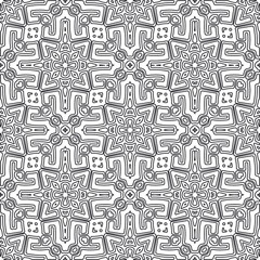 Vector pattern with symmetrical elements . Repeating geometric tiles from striped elements.large black pattern .