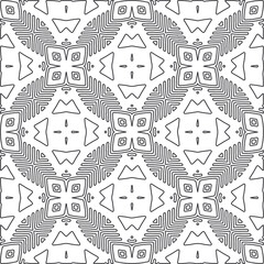 Vector pattern with symmetrical elements . Repeating geometric tiles from striped elements.large black pattern .