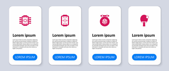 Set Racket, Game dice, Table football and . Business infographic template. Vector