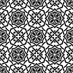 Vector seamless pattern. Modern stylish texture. Composition from regularly repeating geometrical elements. Vector illustrations. Black and white pattern.