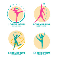 Set of Modern Gymnastics Badge Illustration