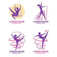 Set of Modern Gymnastics Badge Illustration