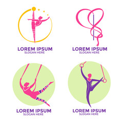Set of Modern Gymnastics Badge Illustration