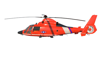 Rescue Helicopter 1- Lateral view white background 3D Rendering Ilustracion 3D