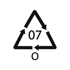 O 07 recycling code symbol. Plastic recycling vector polyethylene sign.
