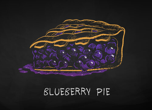 Chalk drawn vector illustration of Blueberry Pie
