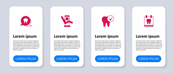 Set Calendar with tooth, Tooth, Medical dental chair and . Business infographic template. Vector