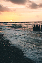Waves and Sunset at Baltic Sea 