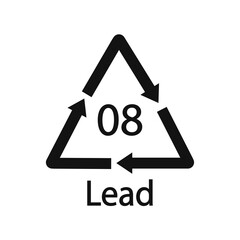 Battery recycling symbol 8 Lead , battery recycling code 8 Lead