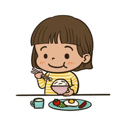 child eating noodles
