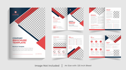 Corporate modern bi fold brochure template and company profile with creative shapes annual report design ,Multipurpose editable template
 