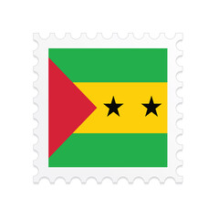 Sao Tome and Principe flag postage stamp on white background. Vector illustration eps10.