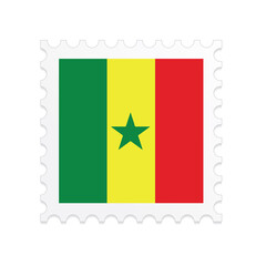 Senegal flag postage stamp on white background. Vector illustration eps10.