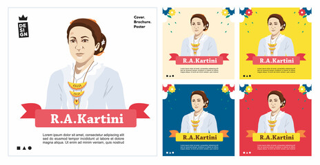 illustration of the concept of Kartini's day, women fighters, equality of women's rights.
