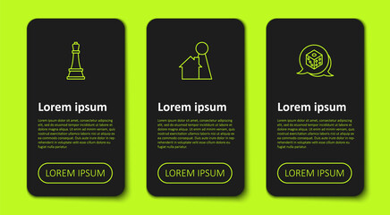 Set line Chess, Chip for board game and Game dice. Business infographic template. Vector