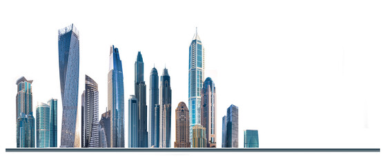 Modern City illustration isolated at white with space for text. Success in business, international corporations concept, Skyscrapers, banks and office buildings.