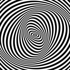 Illusion of swirl spiral vortex movement in op art pattern. Lines texture.