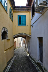 Fototapeta na wymiar A narrow street in Castel di Sasso, a small village in the mountains of the province of Caserta, Italy.